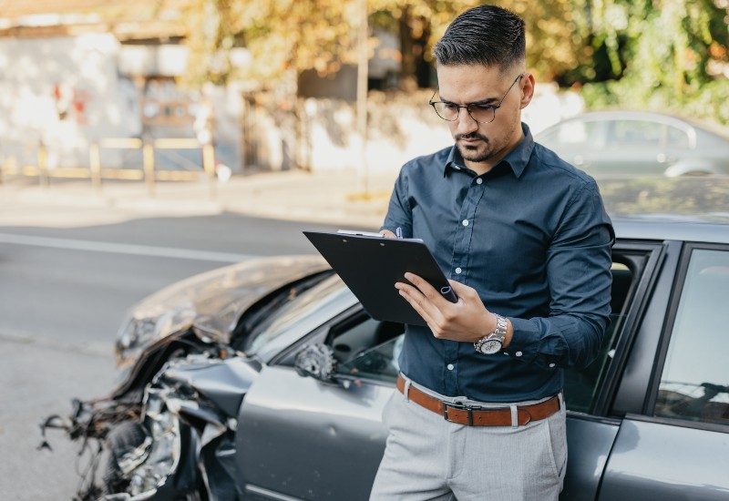 The man filing a car insurance claim after a collision in Palm Bay, Florida