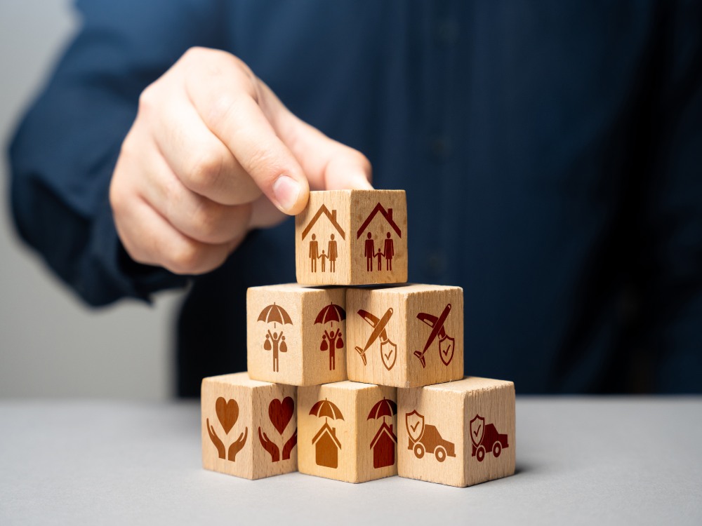 Coverage for different areas of risk, including life, health, auto, home, business insurances.